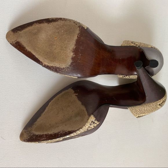 VTG Rosina Ferragamo Schiavone Leather/Snakeskin Heel Pump Flame Embossed 8.5N - Picture 8 of 9